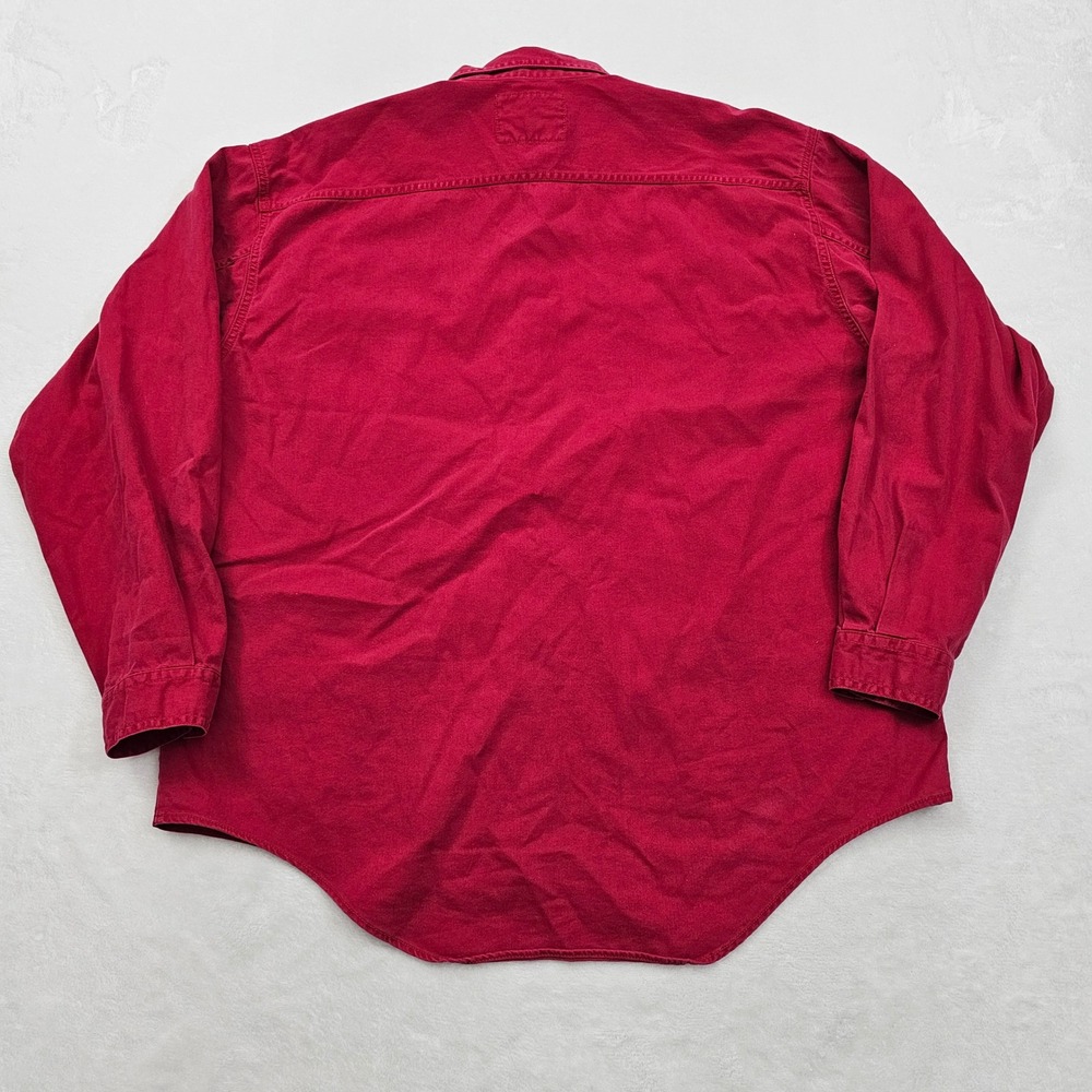 Levi's Button Down Shirt Mens XL Red Canvas Workwear Utility Vintage Western - Picture 3 of 9